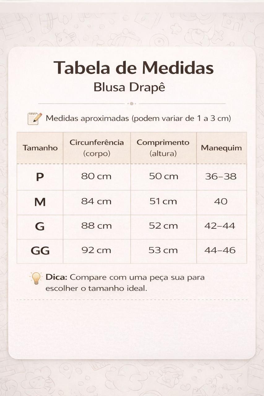 BLUSA DRAPÊ Refresh – Conforto Térmico para Menopausa